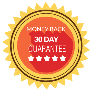 A seal that says money back 3 0 day guarantee