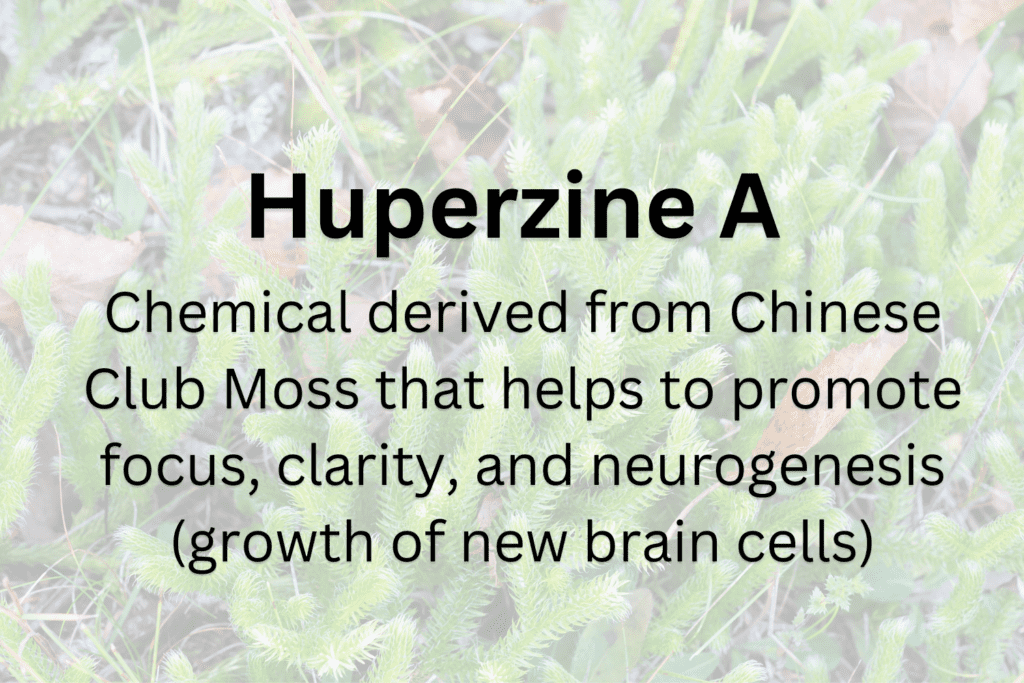 A picture of some plants with the words huperzine a.