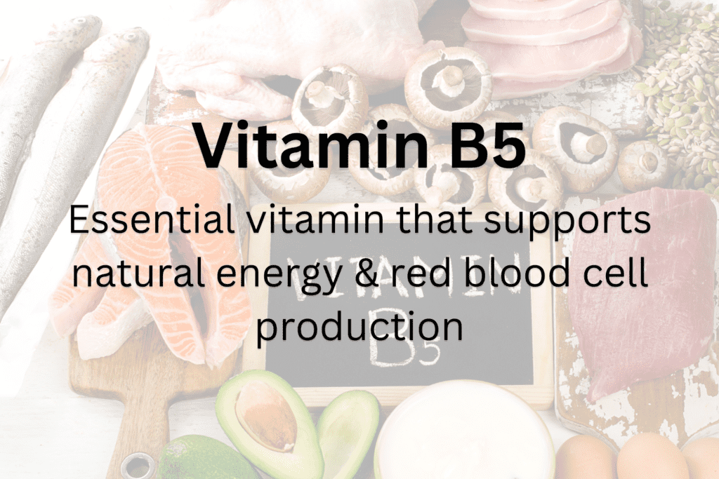 A picture of some food and the words " vitamin b 5 ".