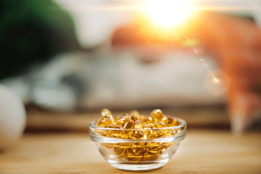 A bowl of gold nuggets on the table